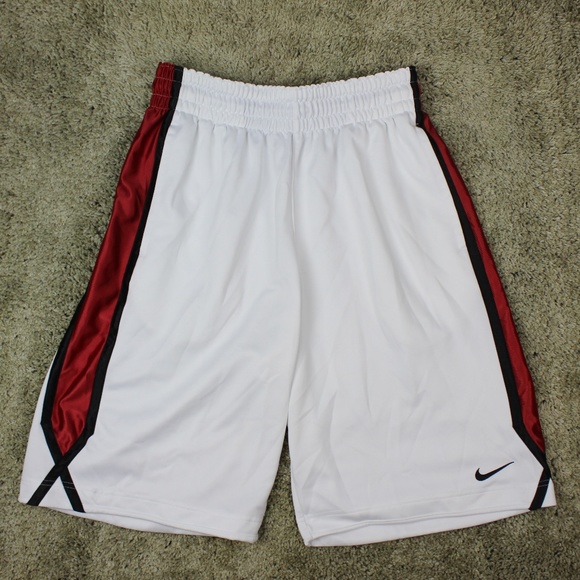 white and red nike shorts